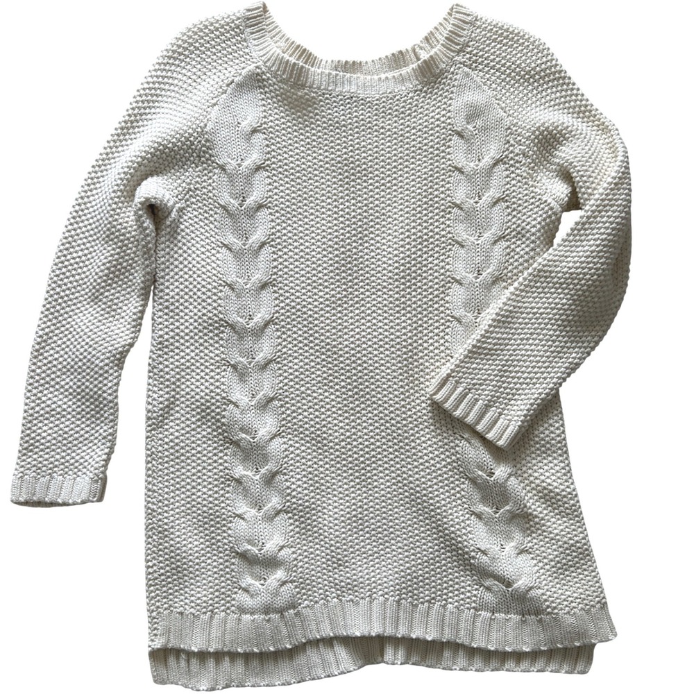 Cynthia Rowley Sweater Womens L Ivory Cable Knit Button Back Coastal Cottagecore
